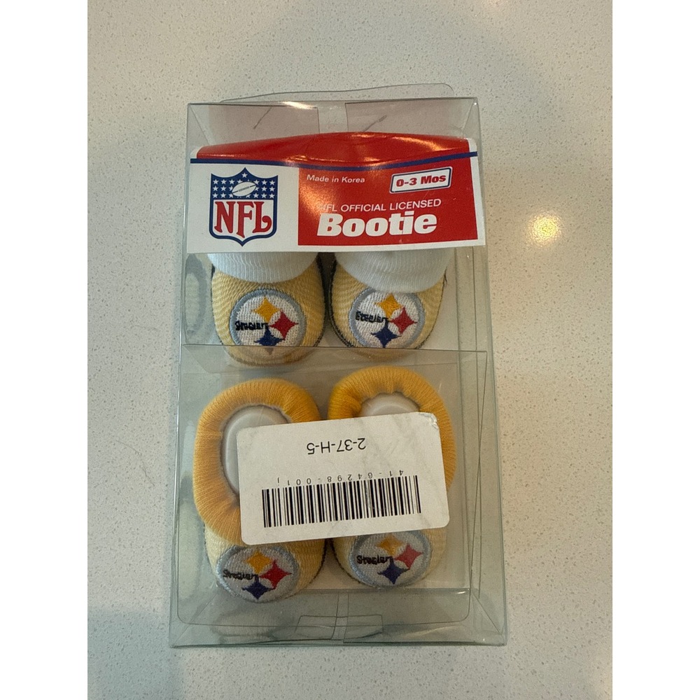 NFL Pittsburgh Steelers Infant Booties 2 Pair Set Gold White 0-3 Months New‎